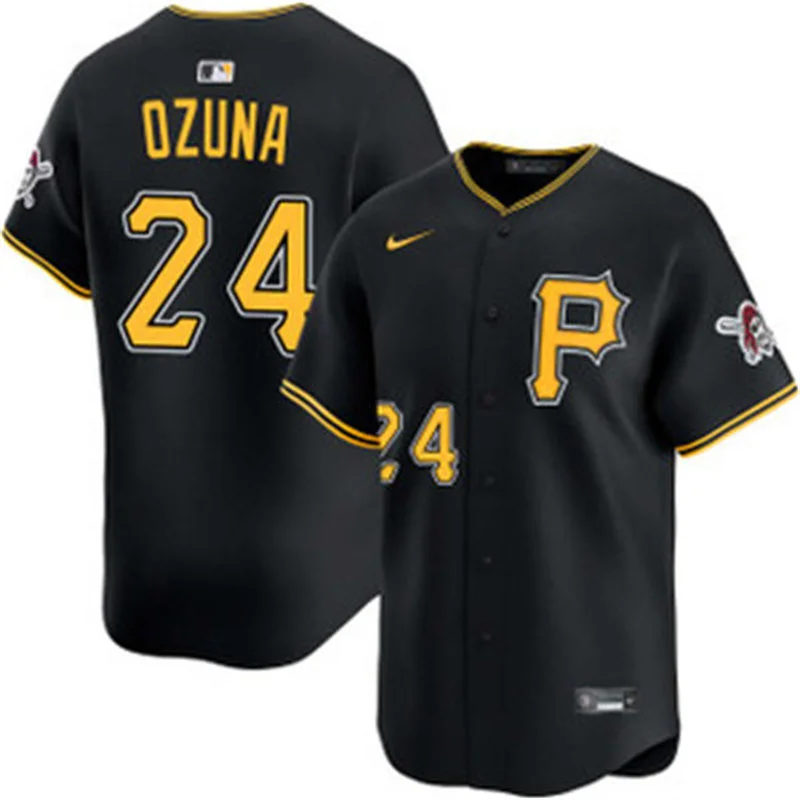 Mens Pittsburgh Pirates #24 Marcell Ozuna Nike Black Alternate Limited Jersey 