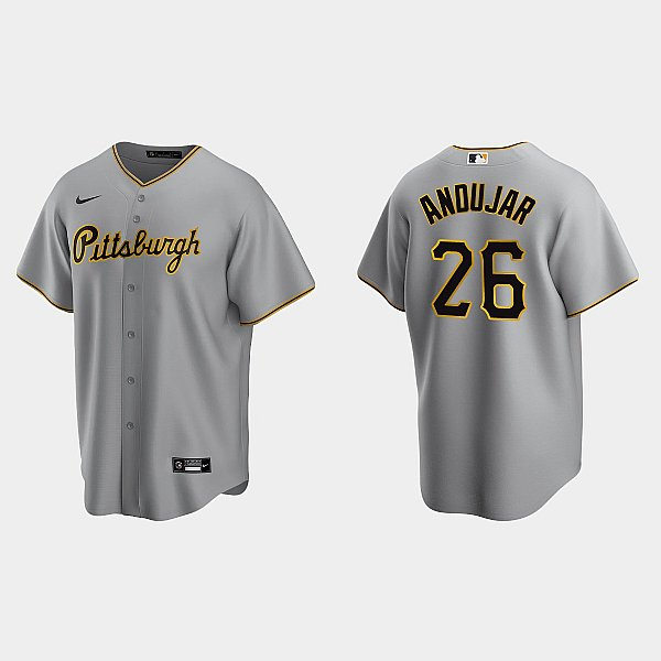 Mens Pittsburgh Pirates #26 Miguel Andujar Nike Gray Road CoolBase Jersey
