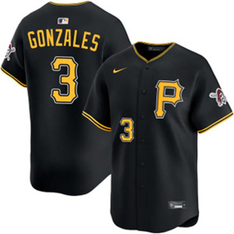 Mens Pittsburgh Pirates #3 Nick Gonzales Nike Black Alternate Limited Jersey 