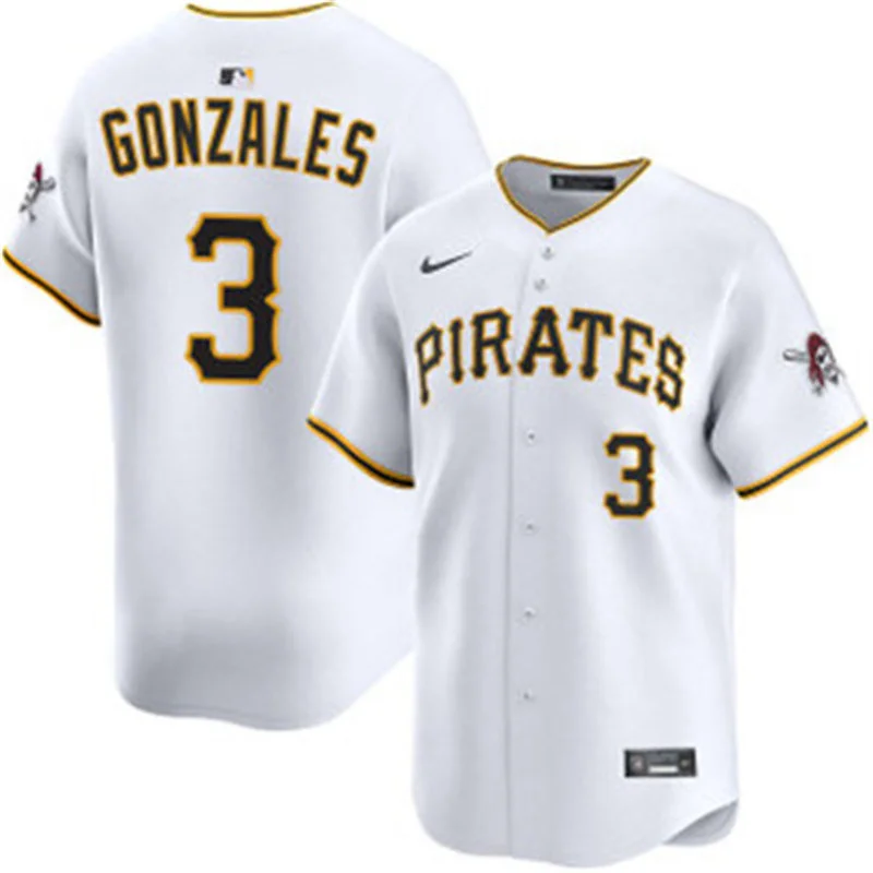 Mens Pittsburgh Pirates #3 Nick Gonzales Nike White Home Limited Jersey 
