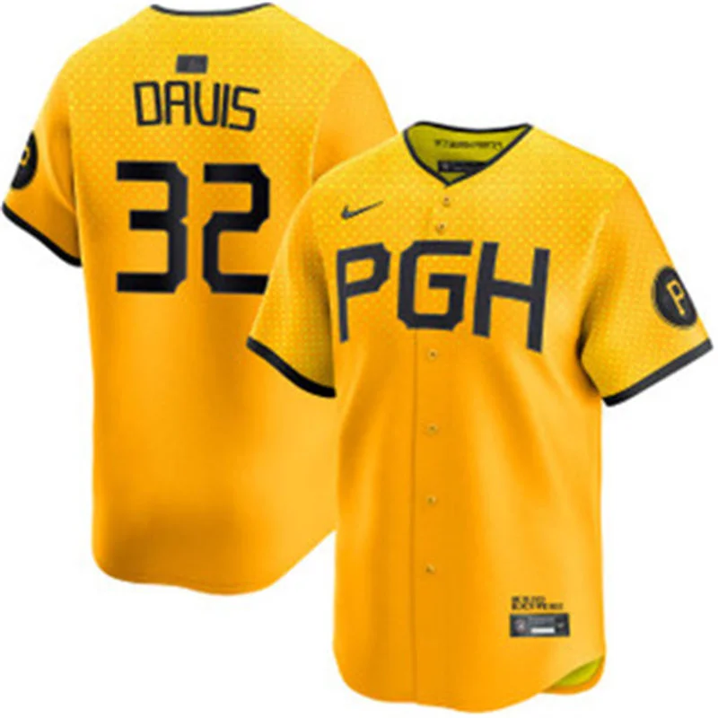 Mens Pittsburgh Pirates #32 Henry Davis Gold City Connect Jersey 