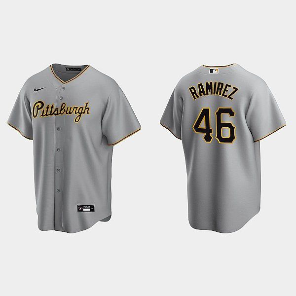 Mens Pittsburgh Pirates #46 Yohan Ramirez Nike Gray Road CoolBase Jersey