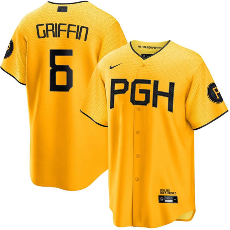 Mens Pittsburgh Pirates #6 Konnor Griffin Gold City Connect Jersey 