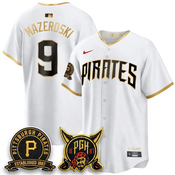 Mens Pittsburgh Pirates Retired Player #9 Bill Mazeroski White City Connect 2.0 Replics Jersey 