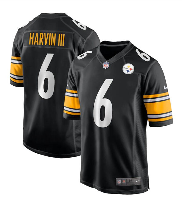 Mens Pittsburgh Steelers #6 Pressley Harvin Nike Black Vapor Limited Jersey