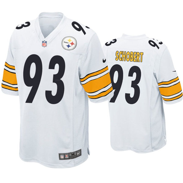 Mens Pittsburgh Steelers #93 Joe Schobert Nike White Vapor Limited Jersey