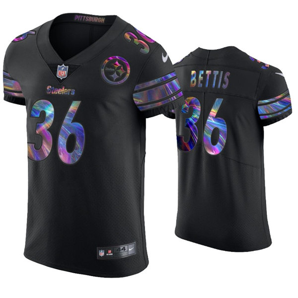 Mens Pittsburgh Steelers Retired Player #36 Jerome Bettis Nike Black Holographic Edition Jersey