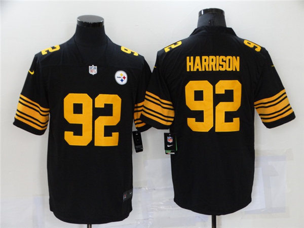 Mens Pittsburgh Steelers Retired Player #92 James Harrison Nike Black Color Rush Vapor Untouchable