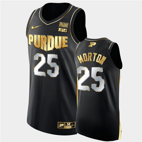 Mens Purdue Boilermakers #25 Ethan Morton Nike Black Golden Edition Basketball Jersey