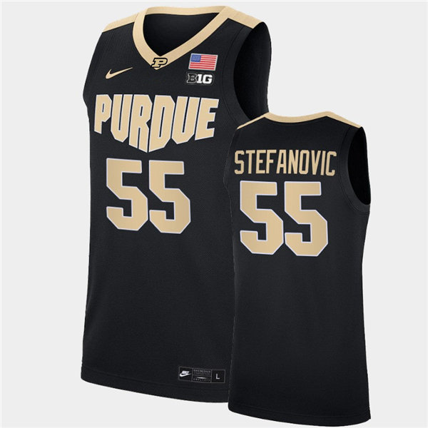 Mens Purdue Boilermakers #55 Sasha Stefanovic Nike Black College Game Basketball Jersey