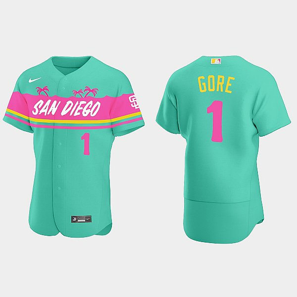 Mens San Diego Padres #1 MacKenzie Gore Teal City Connect Replic Jersey