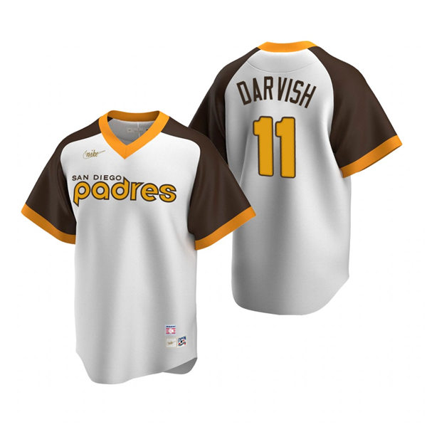 Mens San Diego Padres #11 Yu Darvish Nike White Pullover Cooperstown Collection Jersey