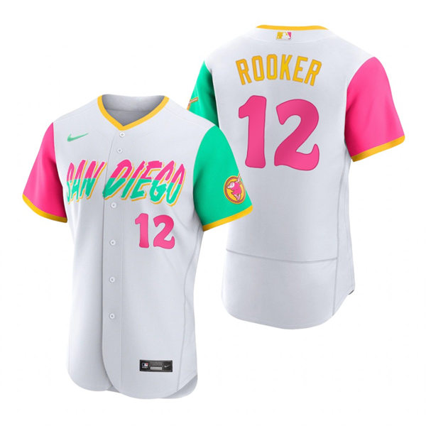 Mens San Diego Padres #12 Brent Rooker White Stitched 2022 City Connect Jersey
