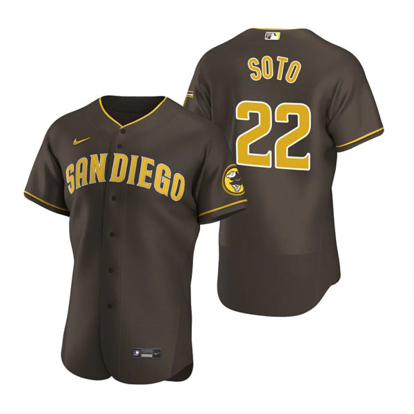 Mens San Diego Padres #22 Juan Soto Brown Road Player FlexBase Jersey