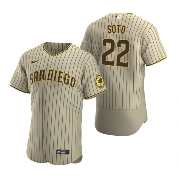 Mens San Diego Padres #22 Juan Soto Tan Brown Alternate FlexBase Player Jersey