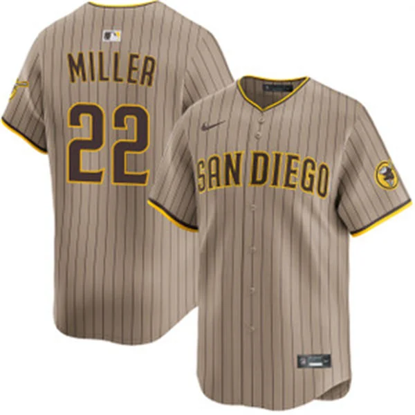 Mens San Diego Padres #22 Mason Miller Nike Alternate Khaki Limited Jersey 