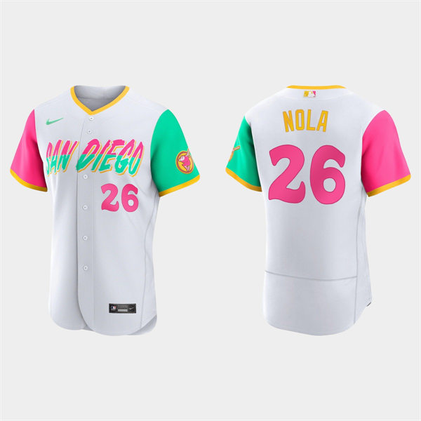 Mens San Diego Padres #26 Austin Nola White Stitched 2022 City Connect Jersey