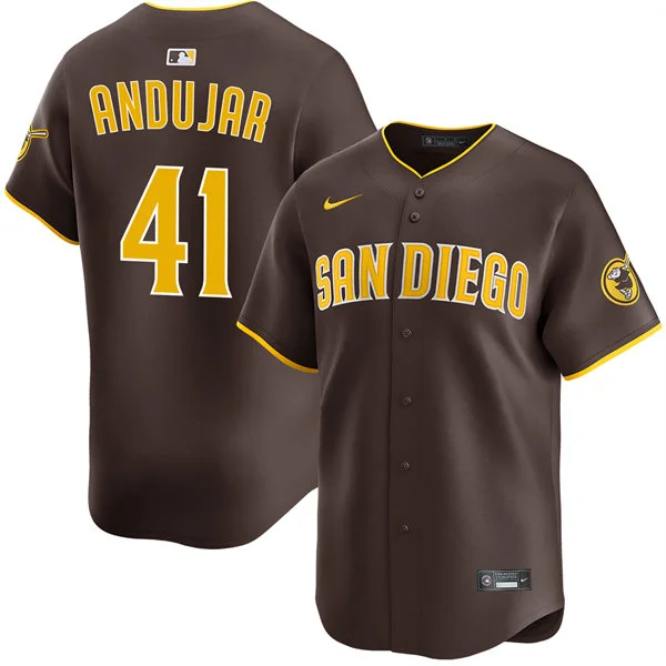Mens San Diego Padres #41 Miguel Andujar Nike Brown Away Limited Jersey 