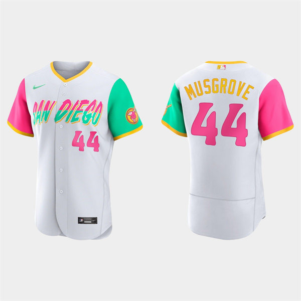 Mens San Diego Padres #44 Joe Musgrove White Stitched 2022 City Connect Jersey