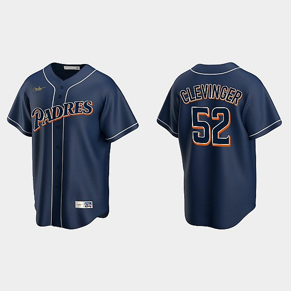 Mens San Diego Padres #52 Mike Clevinger Nike Navy Cooperstown Collection Jersey