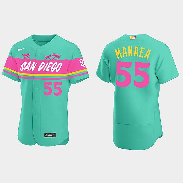 Mens San Diego Padres #55 Mike Clevinger Teal City Connect Replic Jersey