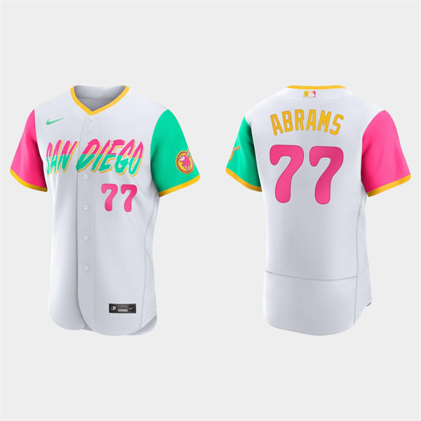 Mens San Diego Padres #77 C.J. Abrams White Stitched 2022 City Connect Jersey