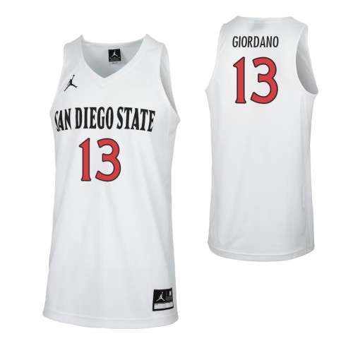 Mens San Diego State Aztecs #13 Caleb Giordano 2018 White Jordan College Basketball Game Jersey