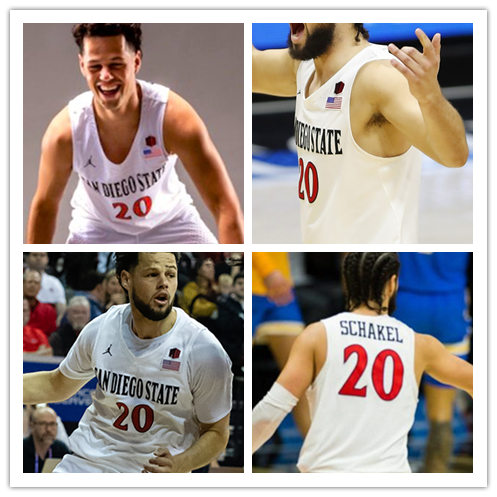 Mens San Diego State Aztecs #20 Jordan Schakel 2018 White Jordan College Basketball Game Jersey