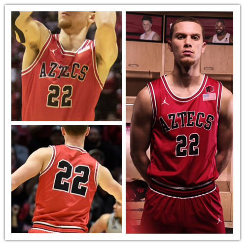Mens San Diego State Aztecs #22 Malachi Flynn 2019 Red Jordan College Basketball Game Jersey