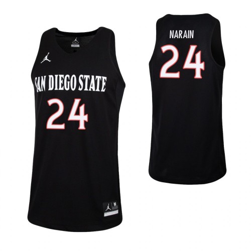Mens San Diego State Aztecs #24 Nolan Narain 2016 Black White Jordan College Basketball Game Jersey