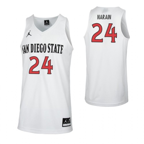 Mens San Diego State Aztecs #24 Nolan Narain 2018 White Jordan College Basketball Game Jersey
