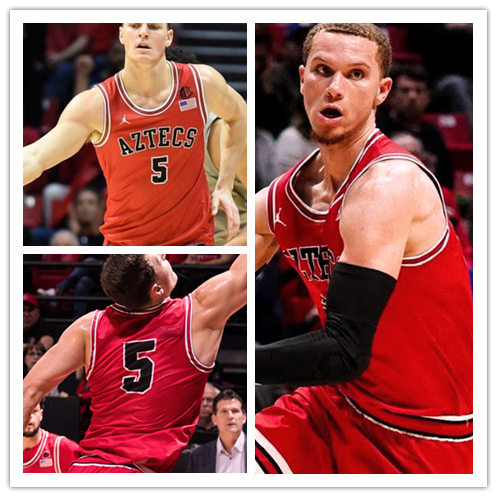 Mens San Diego State Aztecs #5 Yanni Wetzell 2019 Red Jordan College Basketball Game Jersey