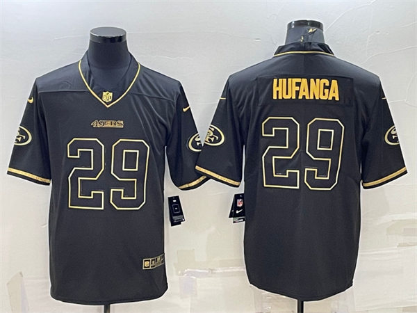 Mens San Francisco 49ers #29 Talanoa Hufanga Nike Black Golden Edition Vapor Limited Jersey