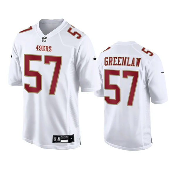 Mens San Francisco 49ers #57 Dre Greenlaw Nike Tundra White 2024 Fashion Game Jersey