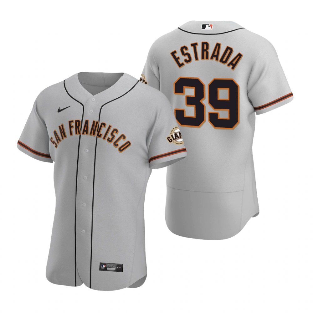 Mens San Francisco Giants #39 Thairo Estrada Nike Grey Road Flexbase Jersey
