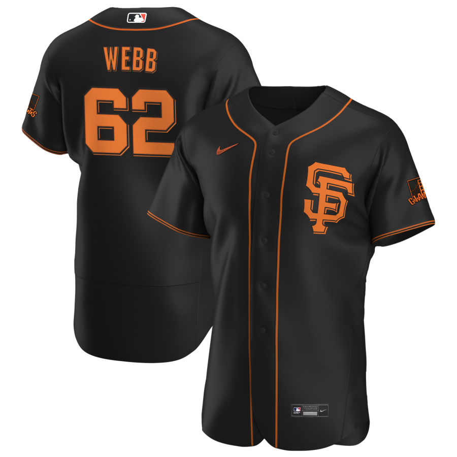 Mens San Francisco Giants #62 Logan Webb Nike Black Alternate Flexbase Jersey