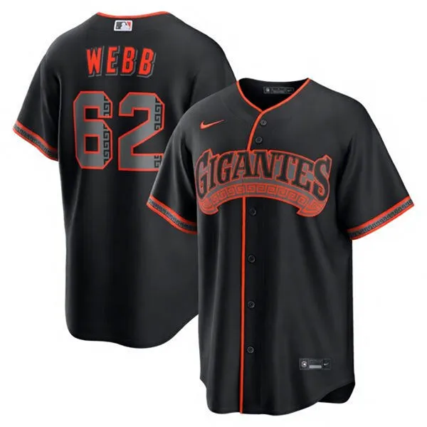 Mens San Francisco Giants #62 Logan Webb Nike Black Gigantes Limited Jersey 