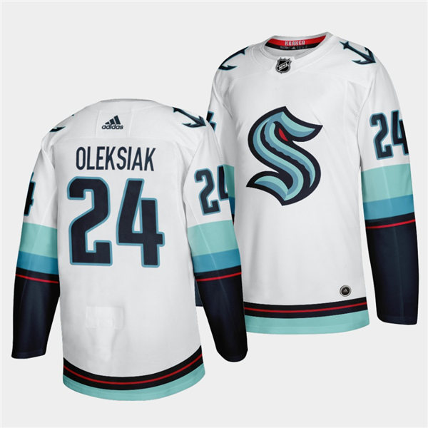 Mens Seattle Kraken #24 Jamie Oleksiak Away White Adidas Team Jersey Stitched