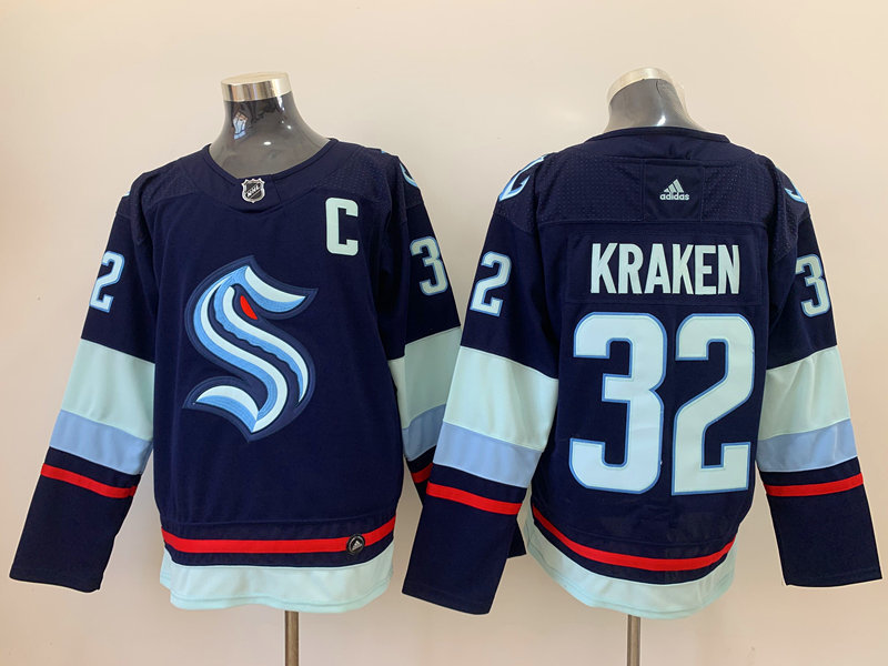 Mens Seattle Kraken 32ND CLUB Navy Home Adidas Team Jersey Stitched