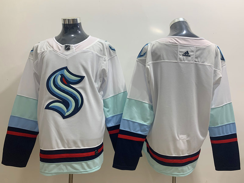 Mens Seattle Kraken Blank Away White Adidas Team Jersey Stitched