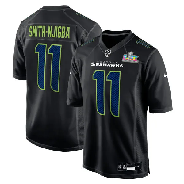 Mens Seattle Seahawks #11 Jaxon Smith-Njigba Nike Super Bowl LX Patch Black Carbon Fashion Game Jersey - Black 