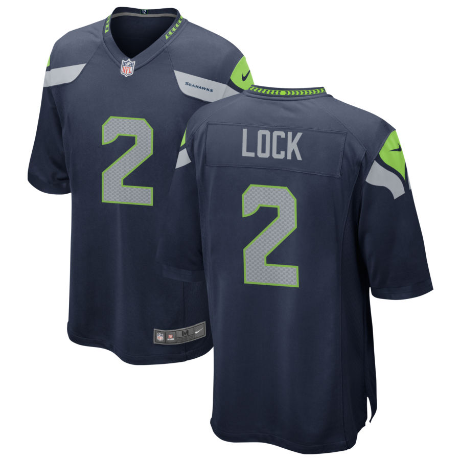 Mens Seattle Seahawks #2 Drew Lock Nike College Navy Team Color Vapor Limited Jersey