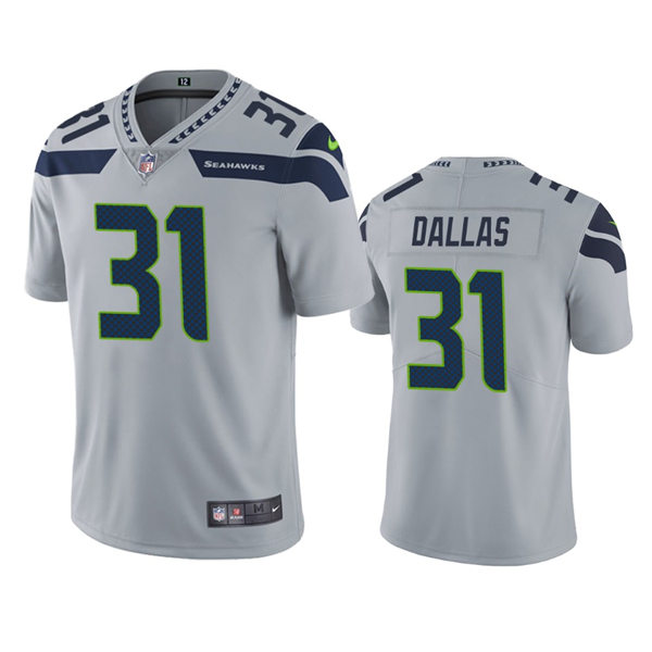 Mens Seattle Seahawks #31 DeeJay Dallas Nike Gray Alternate Vapor Limited Jersey