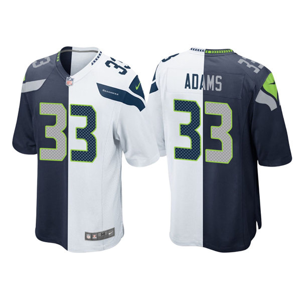 Mens Seattle Seahawks #33 Jamal Adams Nike Navy White Split Two Tone Jersey
