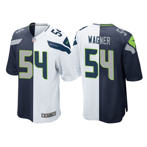 Mens Seattle Seahawks #54 Bobby Wagner Nike Navy White Split Two Tone Jersey