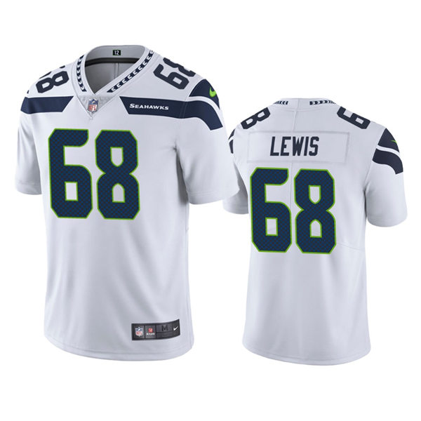 Mens Seattle Seahawks #68 Damien Lewis Nike White Vapor Limited Jersey