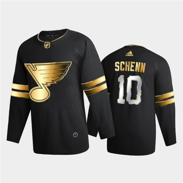 Mens St. Louis Blues #10 Brayden Schenn adidas 2021 Black Golden Edition Black Limited Jersey Stitched