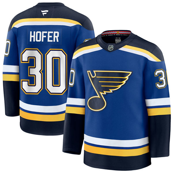 Mens St. Louis Blues #30 Joel Hofer Fanatics Home Blue Player Jersey 