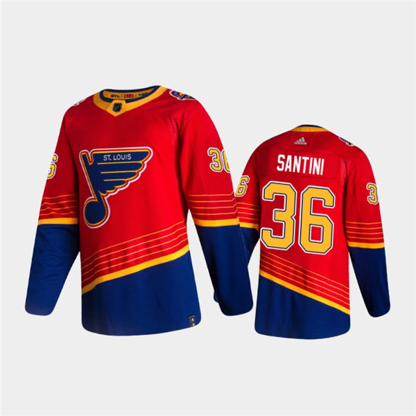Mens St. Louis Blues #36 Steven Santini adidas 2021 Red Blue Reverse Retro Jersey Stitched