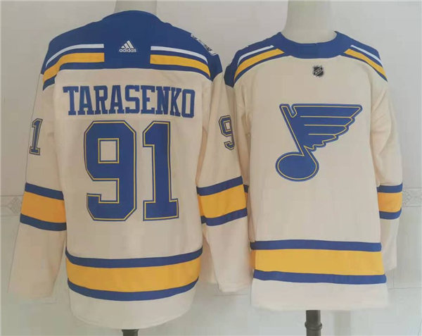 Mens St. Louis Blues #91 Vladimir Tarasenko adidas Cream 2022 Winter Classic Edition Jersey Stitched